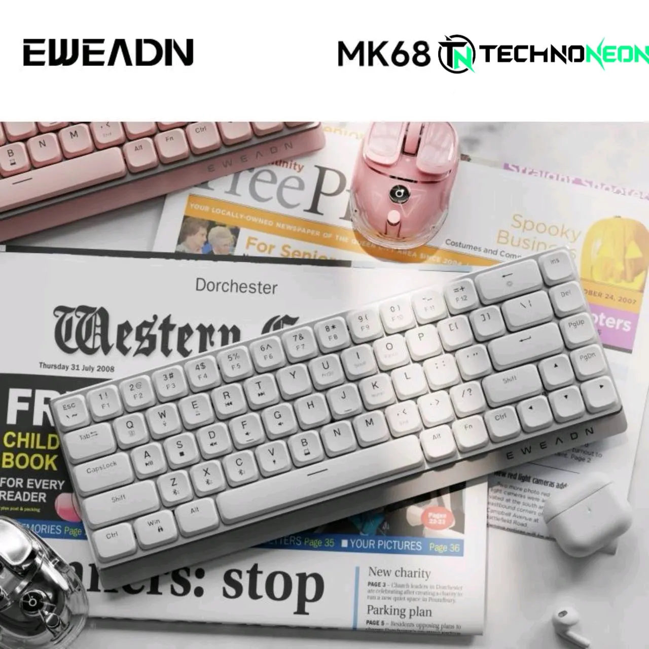 کیبورد مکانیکی  Eweadn MK68 | سوئیچ Red (قرمز) سفید